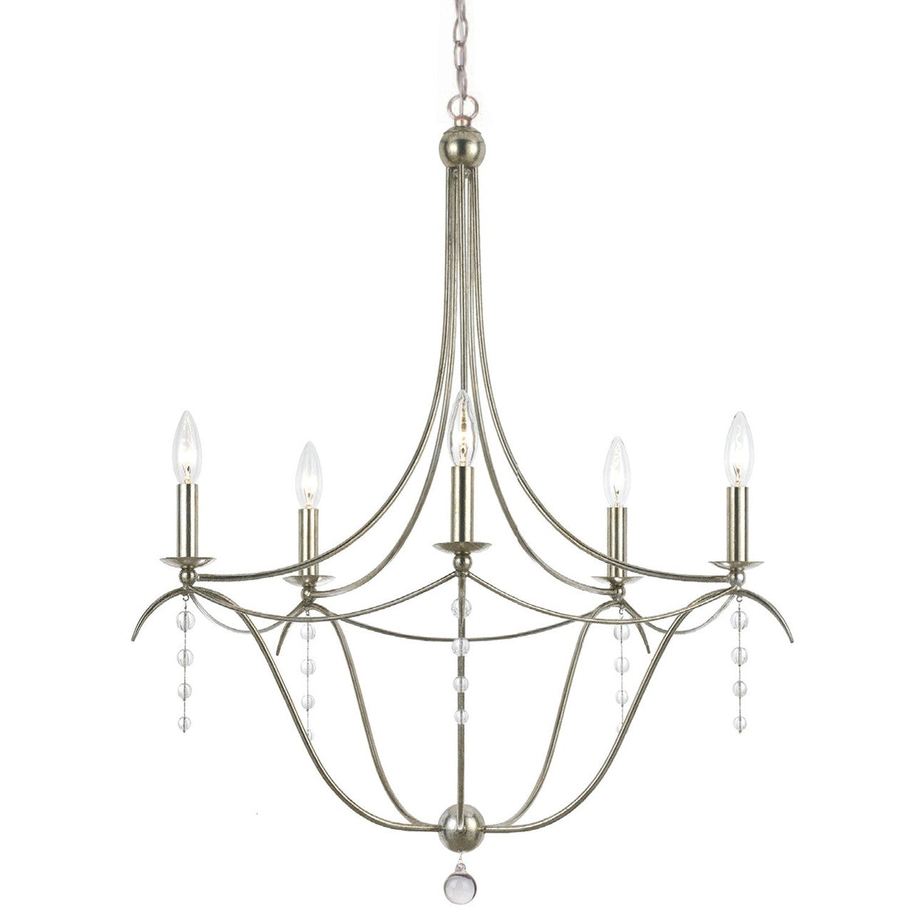 Crystorama Metro 5 Light Crystal Antique Silver Chandelier 435-SA