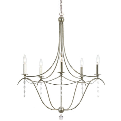 Crystorama Metro 5 Light Crystal Antique Silver Chandelier 435-SA