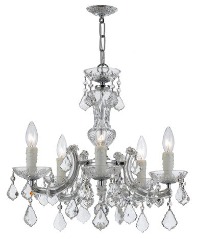 Crystorama Maria Theresa 5 Light Hand Cut Crystal Polished Chrome Mini Chandelier 4376-CH-CL-MWP