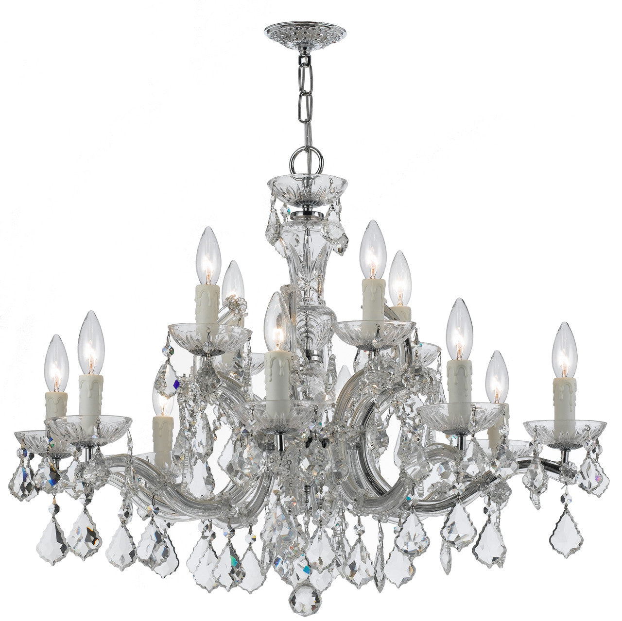 Crystorama Maria Theresa 12 Light Clear Italian Crystal Polished Chrome Chandelier 4379-CH-CL-I