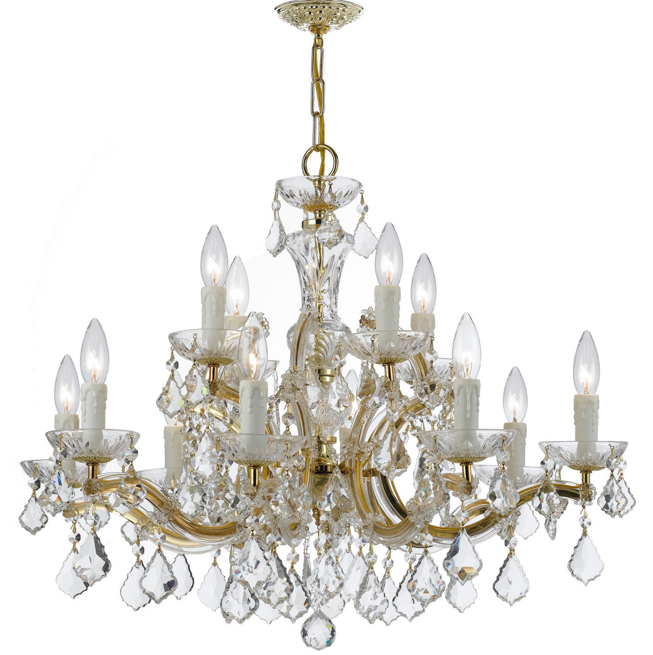 Crystorama Maria Theresa 12 Light Hand Cut Crystal Gold Chandelier 4379-GD-CL-MWP