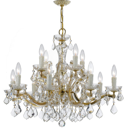 Crystorama Maria Theresa 12 Light Hand Cut Crystal Gold Chandelier 4379-GD-CL-MWP