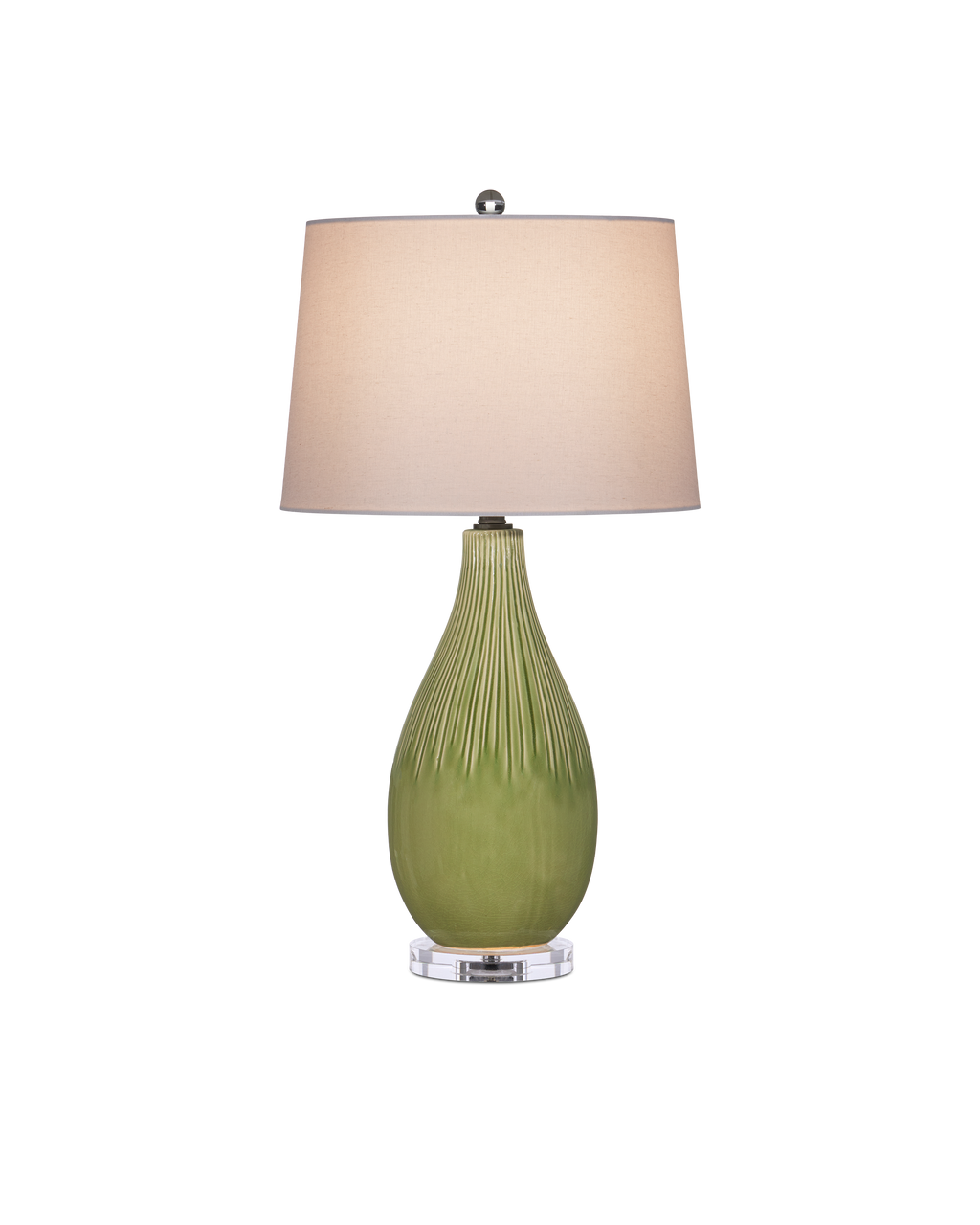 Currey & Co Anjou Table Lamp in Pale Green/Off-White/Clear/Satin Nickel 6000-0943