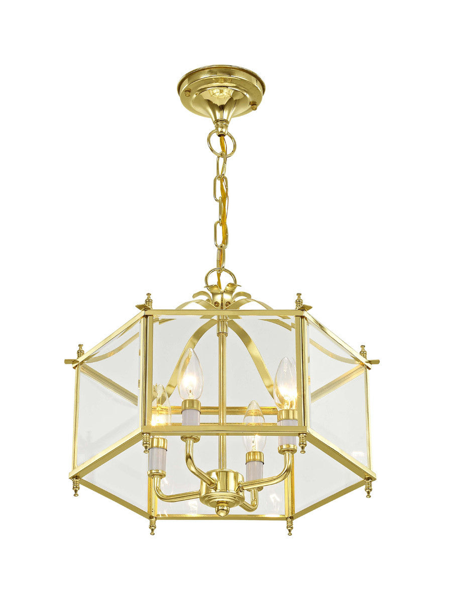 Livex Lighting Livingston Collection 4 Light PB Chain Hang/Ceiling Mount in Polished Brass 4398-02