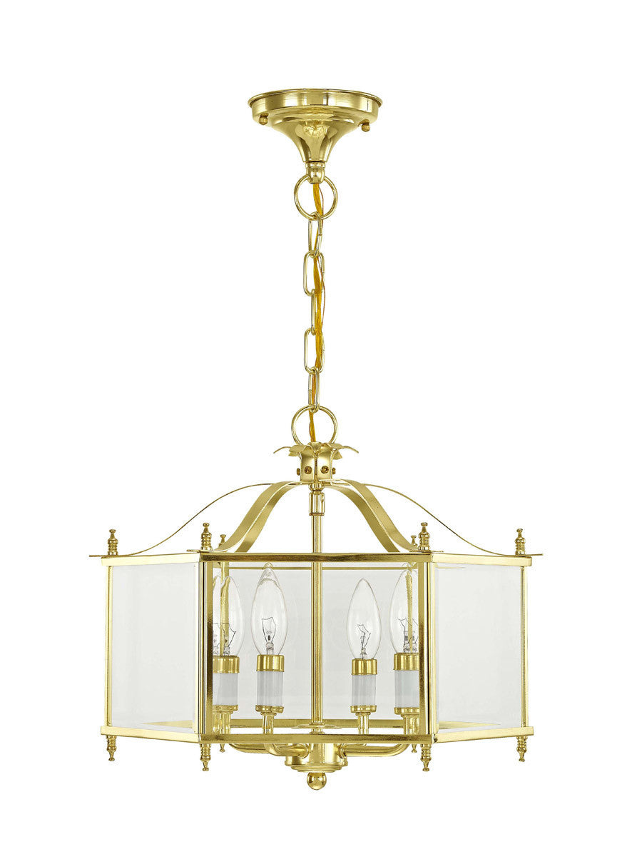 Livex Lighting Livingston Collection 4 Light PB Chain Hang/Ceiling Mount in Polished Brass 4398-02