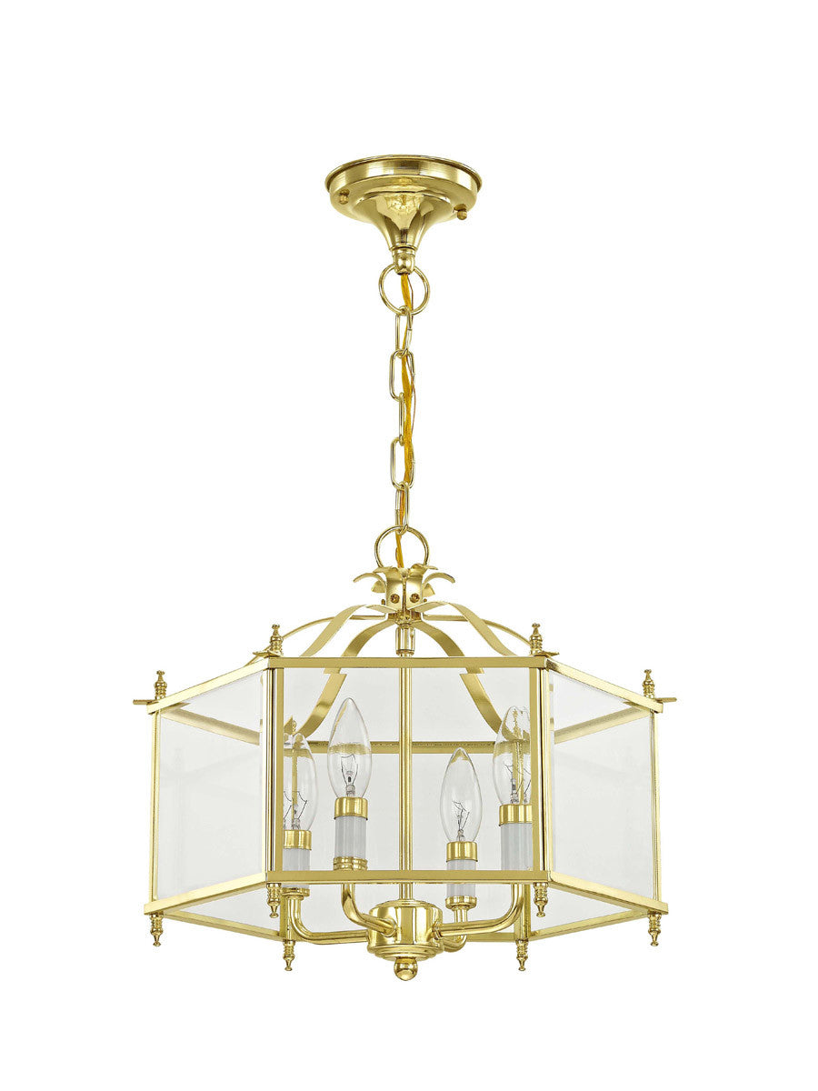 Livex Lighting Livingston Collection 4 Light PB Chain Hang/Ceiling Mount in Polished Brass 4398-02