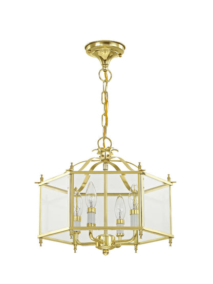 Livex Lighting Livingston Collection 4 Light PB Chain Hang/Ceiling Mount in Polished Brass 4398-02