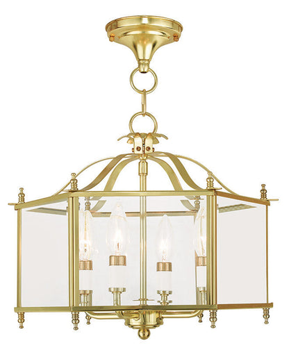 Livex Lighting Livingston Collection 4 Light PB Chain Hang/Ceiling Mount in Polished Brass 4398-02