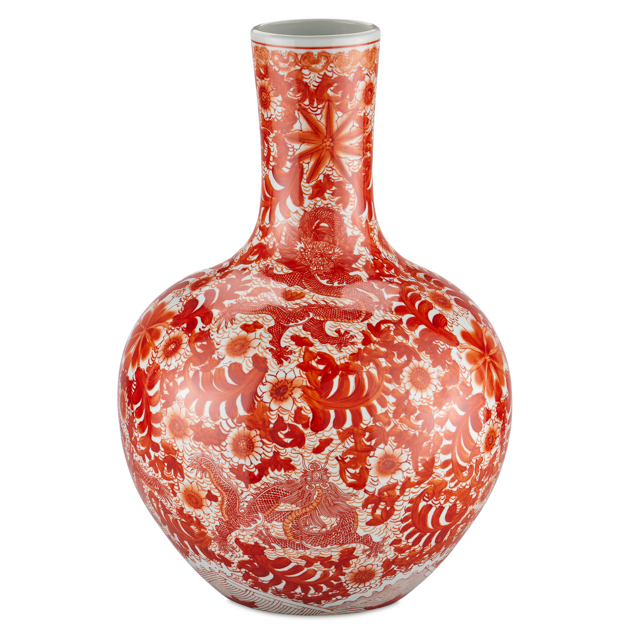 Currey & Co. Biarritz Coral Fern Long Neck Vase 1200-0845