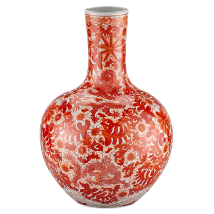 Currey & Co. Biarritz Coral Fern Long Neck Vase 1200-0845