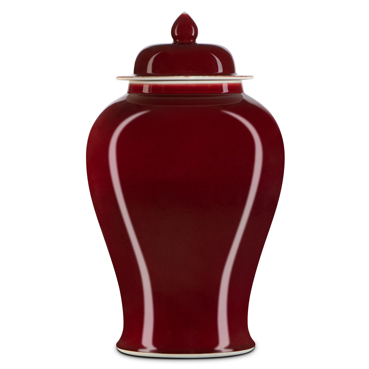 Currey & Co. 12.5" Porcelain Oxblood Large Temple Jar 1200-0686