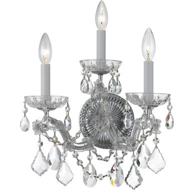 Crystorama Maria Theresa 3 Light Hand Cut Crystal Polished Chrome Wall Mount 4403-CH-CL-MWP