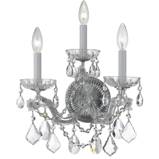 Crystorama Maria Theresa 3 Light Spectra Crystal Polished Chrome Wall Mount 4403-CH-CL-SAQ