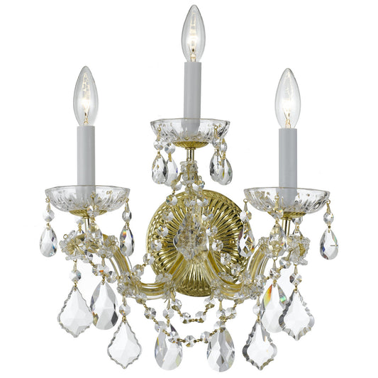 Crystorama Maria Theresa 3 Light Hand Cut Crystal Gold Wall Mount 4403-GD-CL-MWP