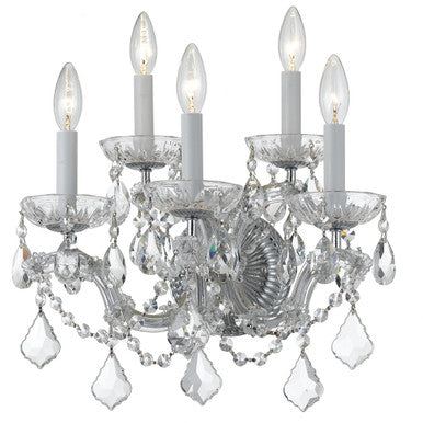 Crystorama Maria Theresa 5 Light Hand Cut Crystal Polished Chrome Wall Mount 4404-CH-CL-MWP