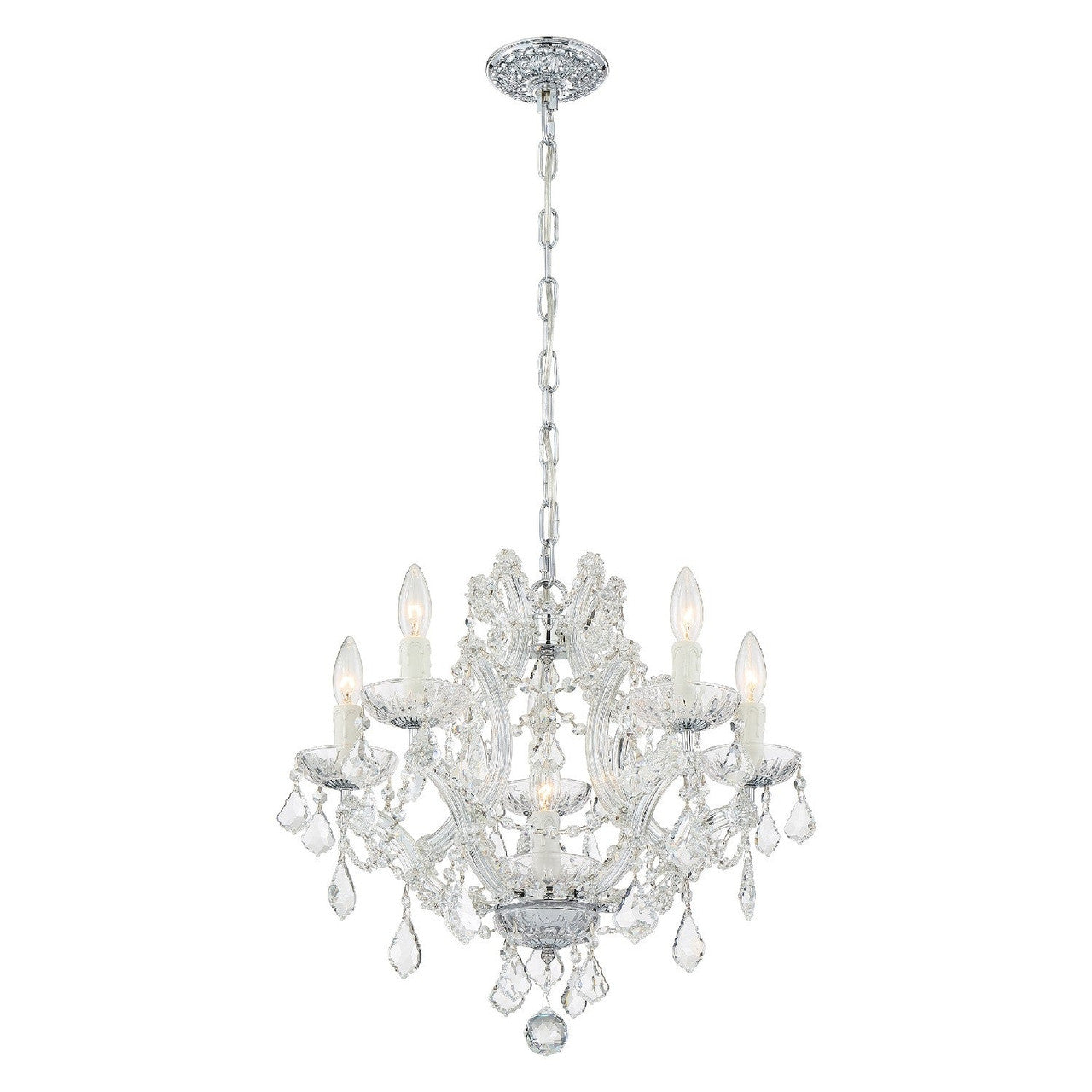 Crystorama Maria Theresa 6 Light Clear Italian Crystal Polished Chrome Mini Chandelier 4405-CH-CL-I