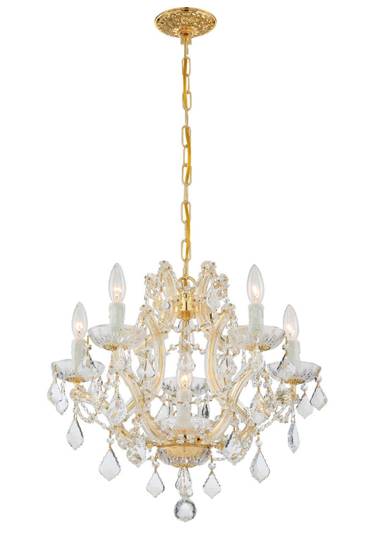 Crystorama Maria Theresa 6 Light Clear Italian Crystal Gold Mini Chandelier 4405-GD-CL-I