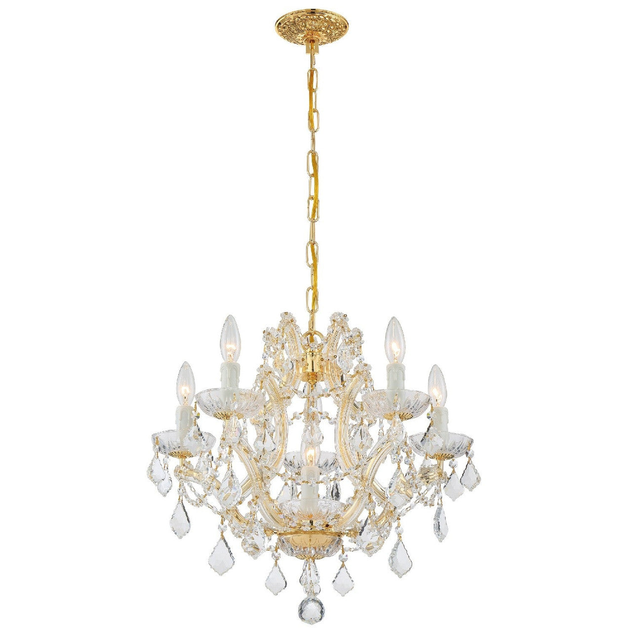 Crystorama Maria Theresa 6 Light Swarovski Strass Crystal Gold Mini Chandelier 4405-GD-CL-S