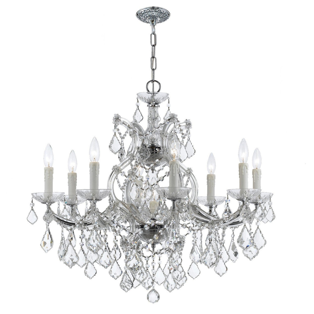 Crystorama Maria Theresa 9 Light Hand Cut Crystal Polished Chrome Chandelier 4408-CH-CL-MWP