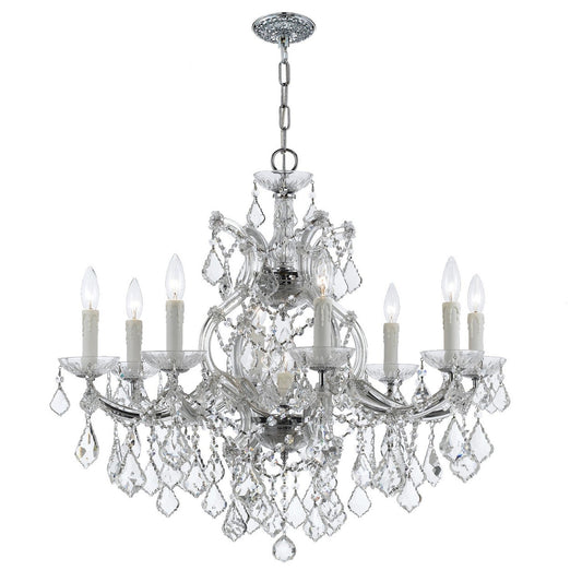 Crystorama Maria Theresa 9 Light Swarovski Strass Crystal Polished Chrome Chandelier 4408-CH-CL-S