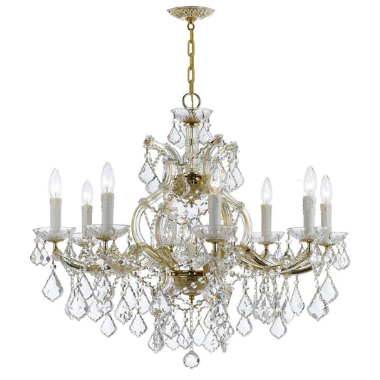 Crystorama Maria Theresa 9 Light Hand Cut Crystal Gold Chandelier 4408-GD-CL-MWP