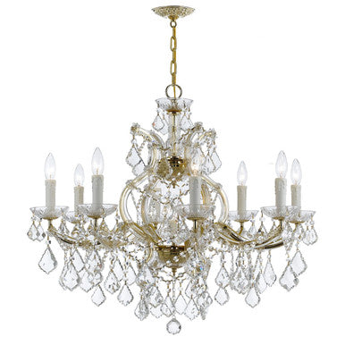 Crystorama Maria Theresa 9 Light Hand Cut Crystal Gold Chandelier 4408-GD-CL-MWP