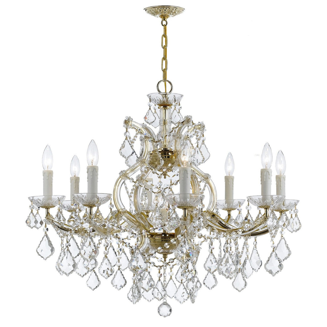 Crystorama Maria Theresa 9 Light Spectra Crystal Gold Chandelier 4408-GD-CL-SAQ