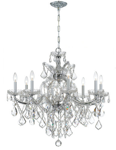 Crystorama Maria Theresa 9 Light Hand Cut Crystal Polished Chrome Chandelier 4409-CH-CL-MWP