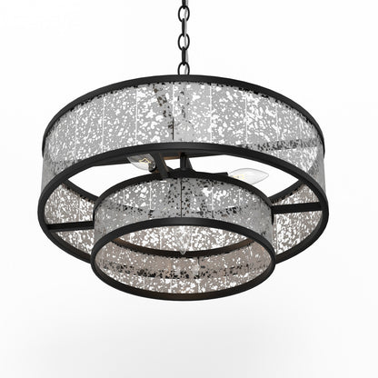 Lumanity Lighting Chelsea 4-Light Mirrored Two-Tier Drum Chandelier in Painted Oil Rubbed Bronze  L098-0002