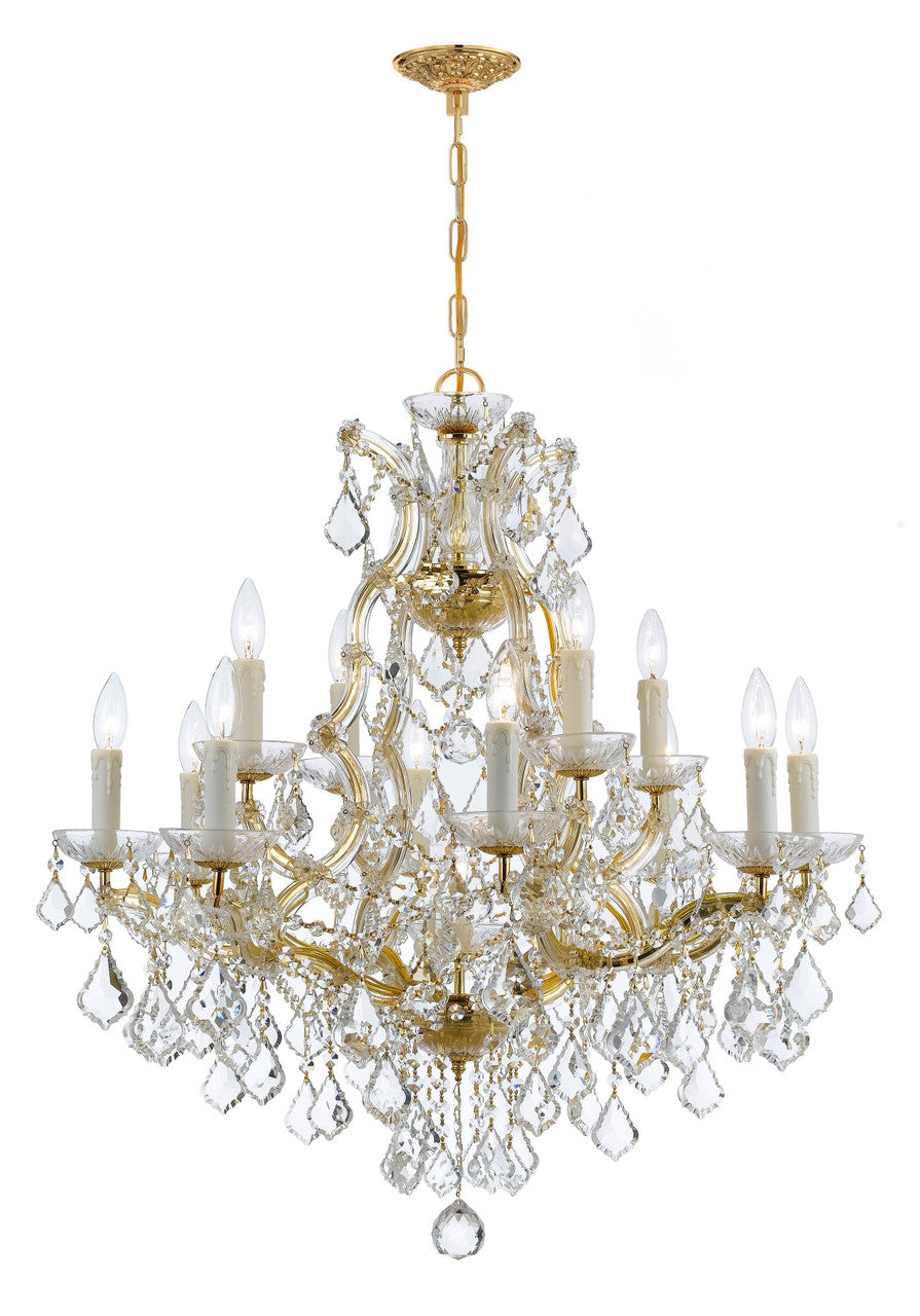 Crystorama Maria Theresa 13 Light Clear Italian Crystal Gold Chandelier 4412-GD-CL-I