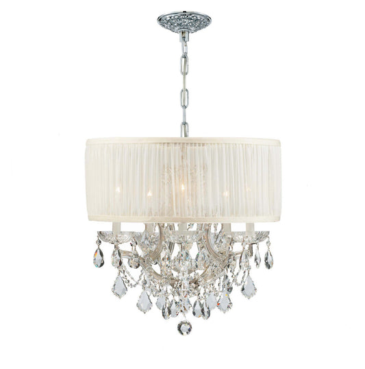 Crystorama Brentwood 6 Light Crystal Polished Chrome Drum Shade Mini Chandelier 4415-CH-SAW-CLM