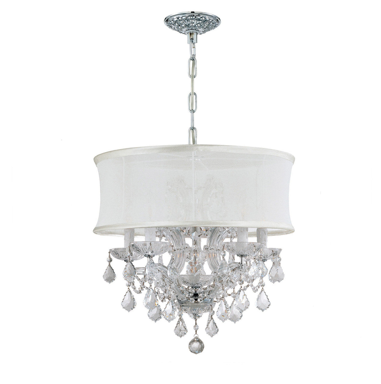 Crystorama Brentwood 6 Light Crystal Polished Chrome Drum Shade Mini Chandelier 4415-CH-SMW-CLM