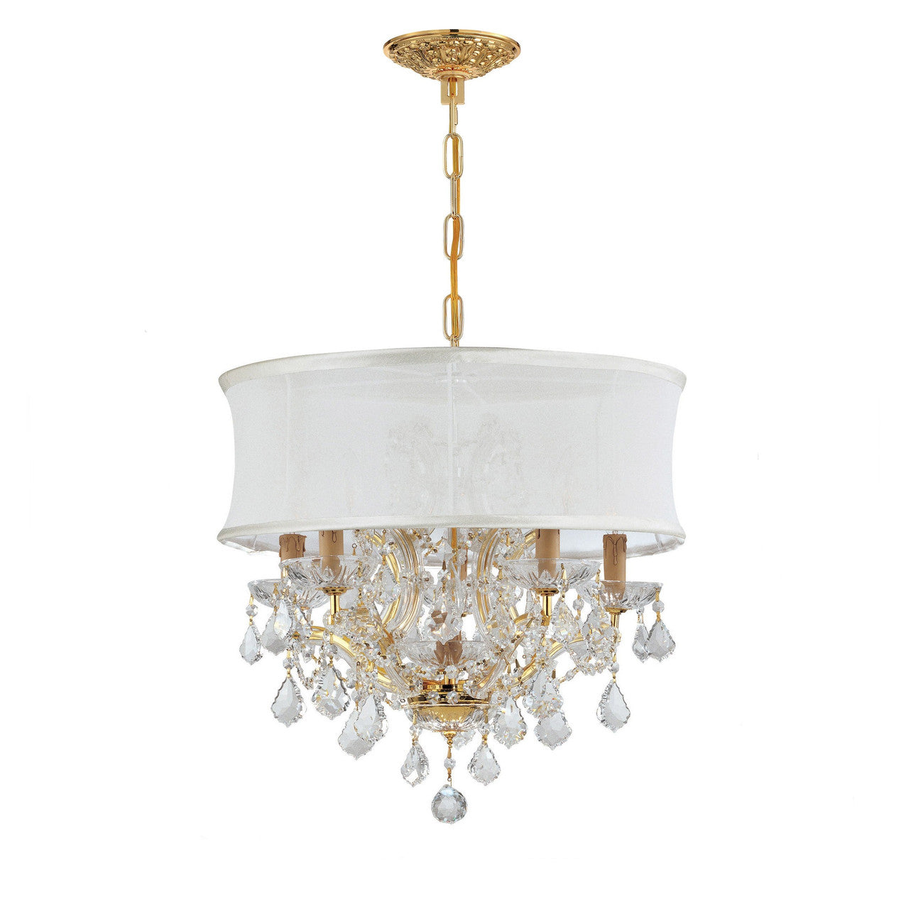 Crystorama Brentwood 6 Light Crystal Gold Drum Shade Mini Chandelier 4415-GD-SMW-CL-S