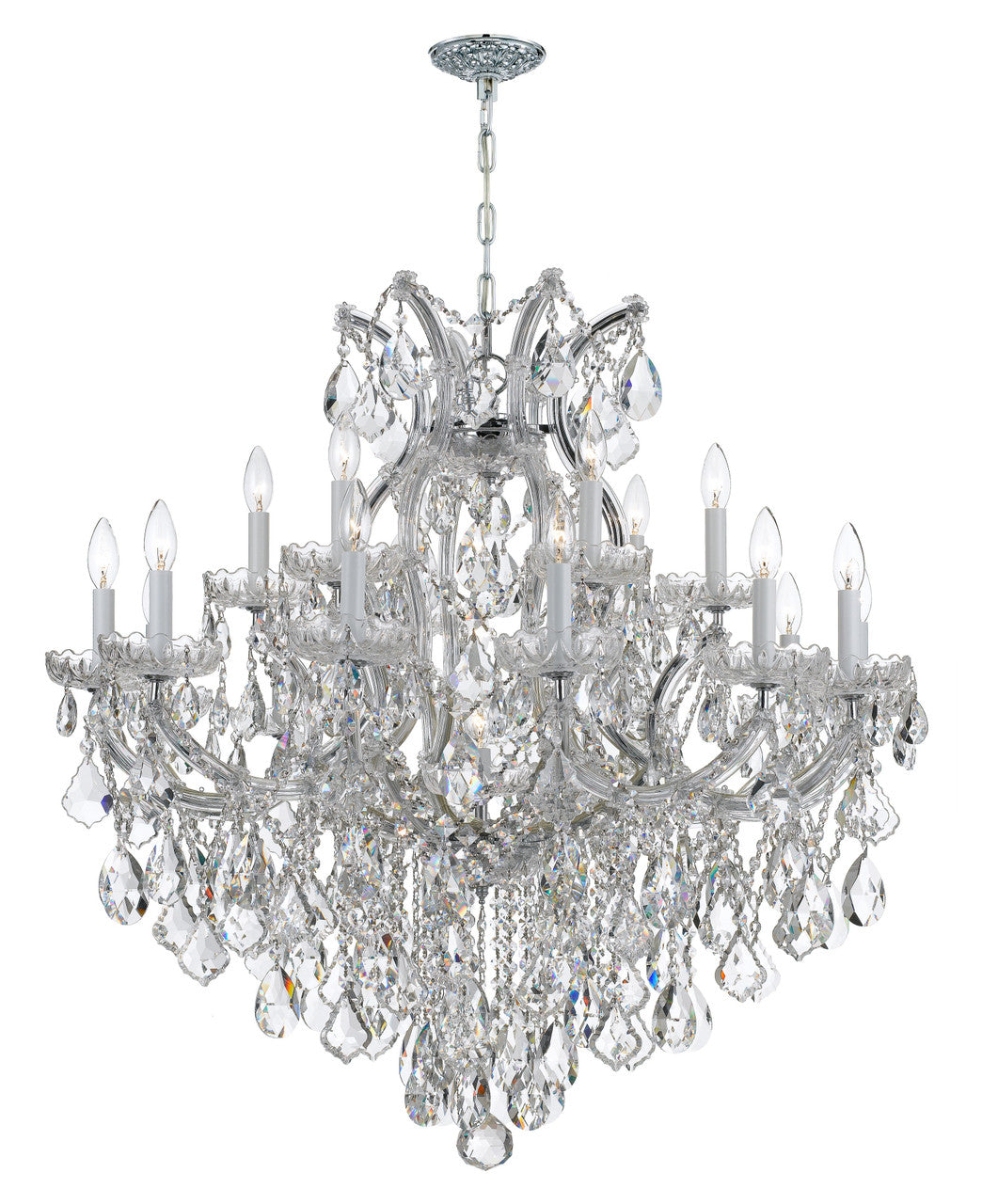 Crystorama Maria Theresa 19 Light Clear Italian Crystal Polished Chrome Chandelier 4418-CH-CL-I