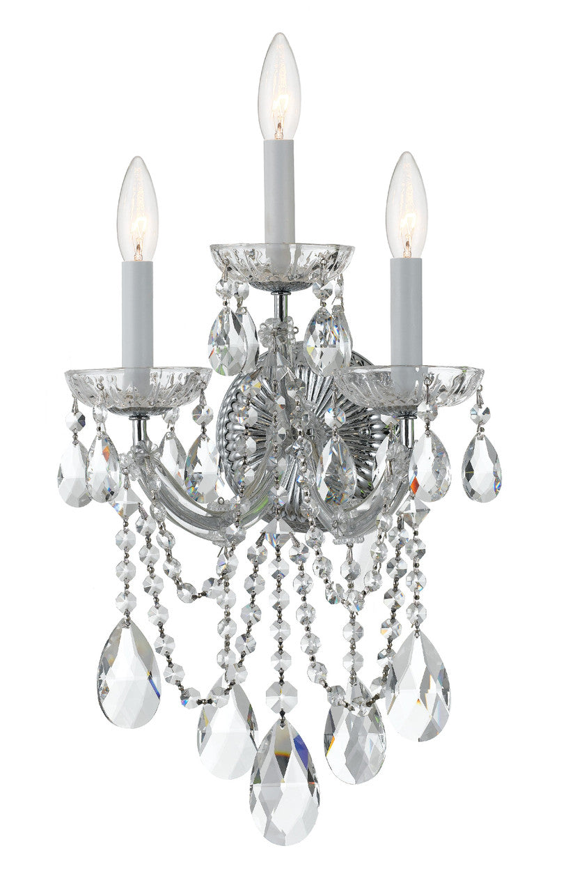 Crystorama Maria Theresa 3 Light Hand Cut Crystal Polished Chrome Wall Mount 4423-CH-CL-MWP