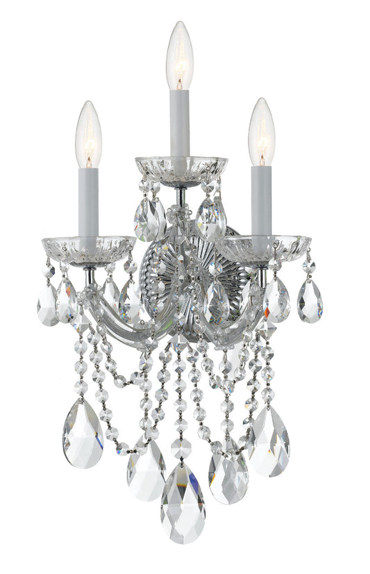 Crystorama Maria Theresa 3 Light Spectra Crystal Polished Chrome Wall Mount 4423-CH-CL-SAQ