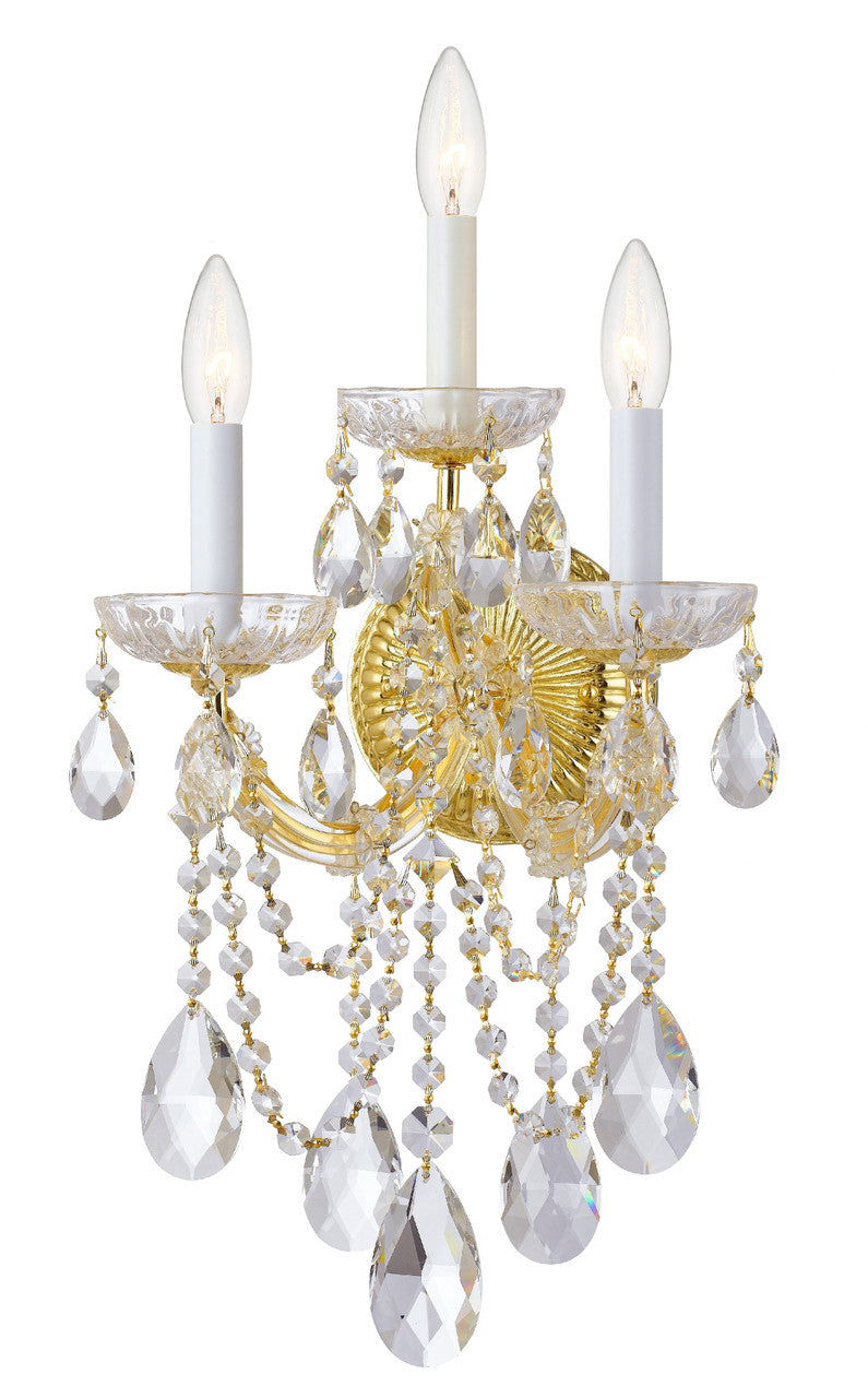 Crystorama Maria Theresa 3 Light Spectra Crystal Gold Wall Mount 4423-GD-CL-SAQ