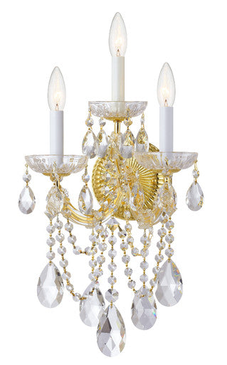 Crystorama Maria Theresa 3 Light Swarovski Strass Crystal Gold Wall Mount 4423-GD-CL-S