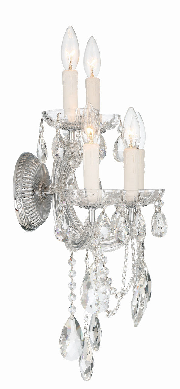 Crystorama Maria Theresa 5 Light Hand Cut Crystal Polished Chrome Wall Mount 4425-CH-CL-MWP