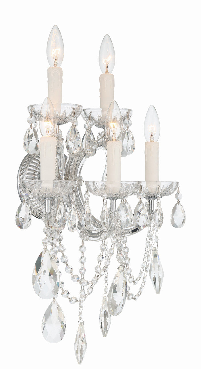 Crystorama Maria Theresa 5 Light Hand Cut Crystal Polished Chrome Wall Mount 4425-CH-CL-MWP