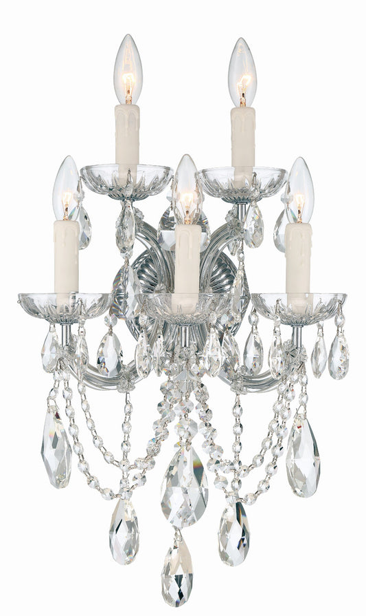 Crystorama Maria Theresa 5 Light Hand Cut Crystal Polished Chrome Wall Mount 4425-CH-CL-MWP