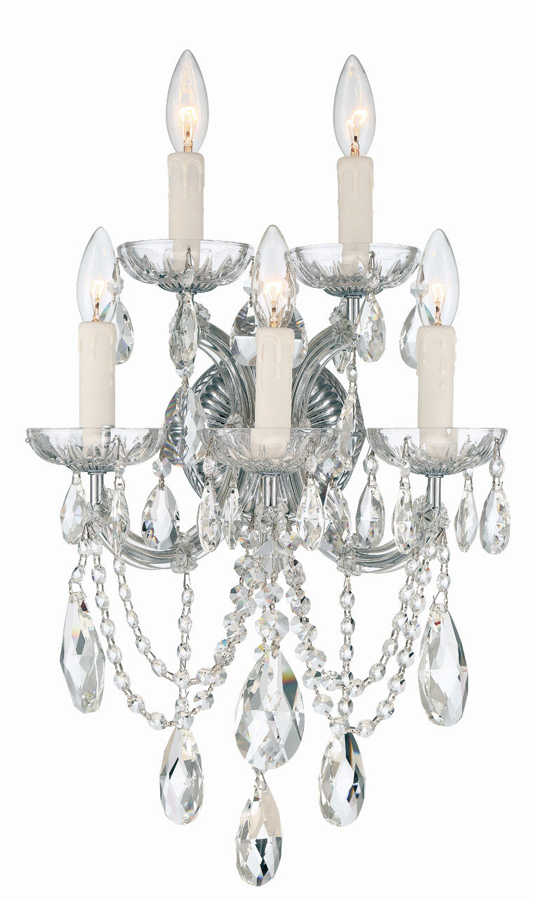 Crystorama Maria Theresa 5 Light Swarovski Strass Crystal Polished Chrome Wall Mount 4425-CH-CL-S