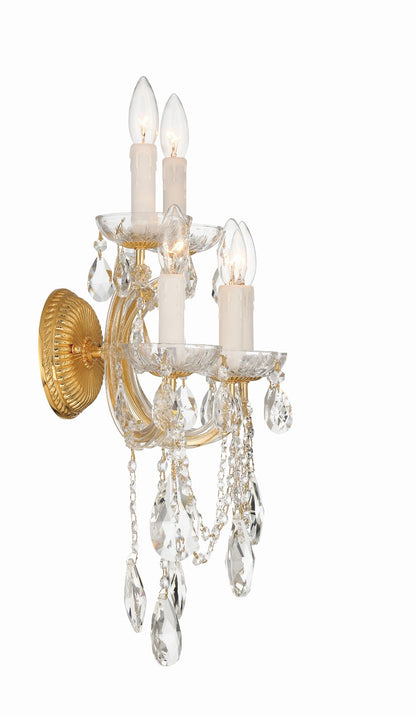 Crystorama Maria Theresa 5 Light Hand Cut Crystal Gold Wall Mount 4425-GD-CL-MWP