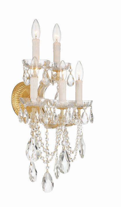 Crystorama Maria Theresa 5 Light Hand Cut Crystal Gold Wall Mount 4425-GD-CL-MWP