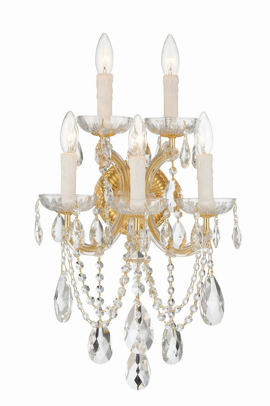 Crystorama Maria Theresa 5 Light Hand Cut Crystal Gold Wall Mount 4425-GD-CL-MWP