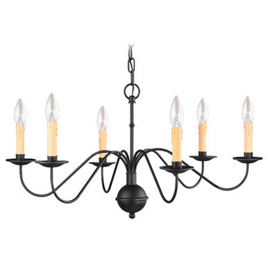 Livex Lighting Heritage Collection 6 Light Black Chandelier in Black 4450-04