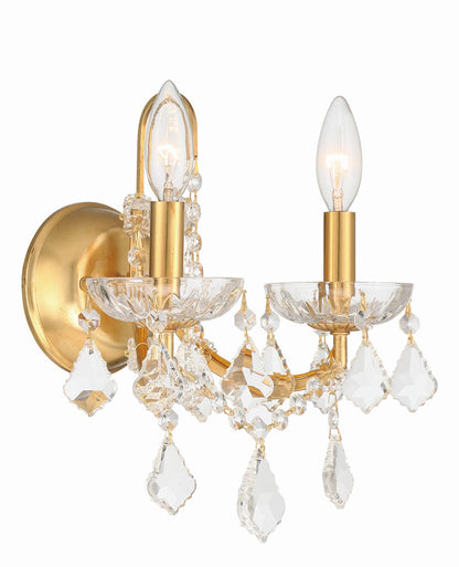 Crystorama Filmore 2 Light Hand Cut Crystal Antique Gold Wall Mount 4452-GA-CL-MWP