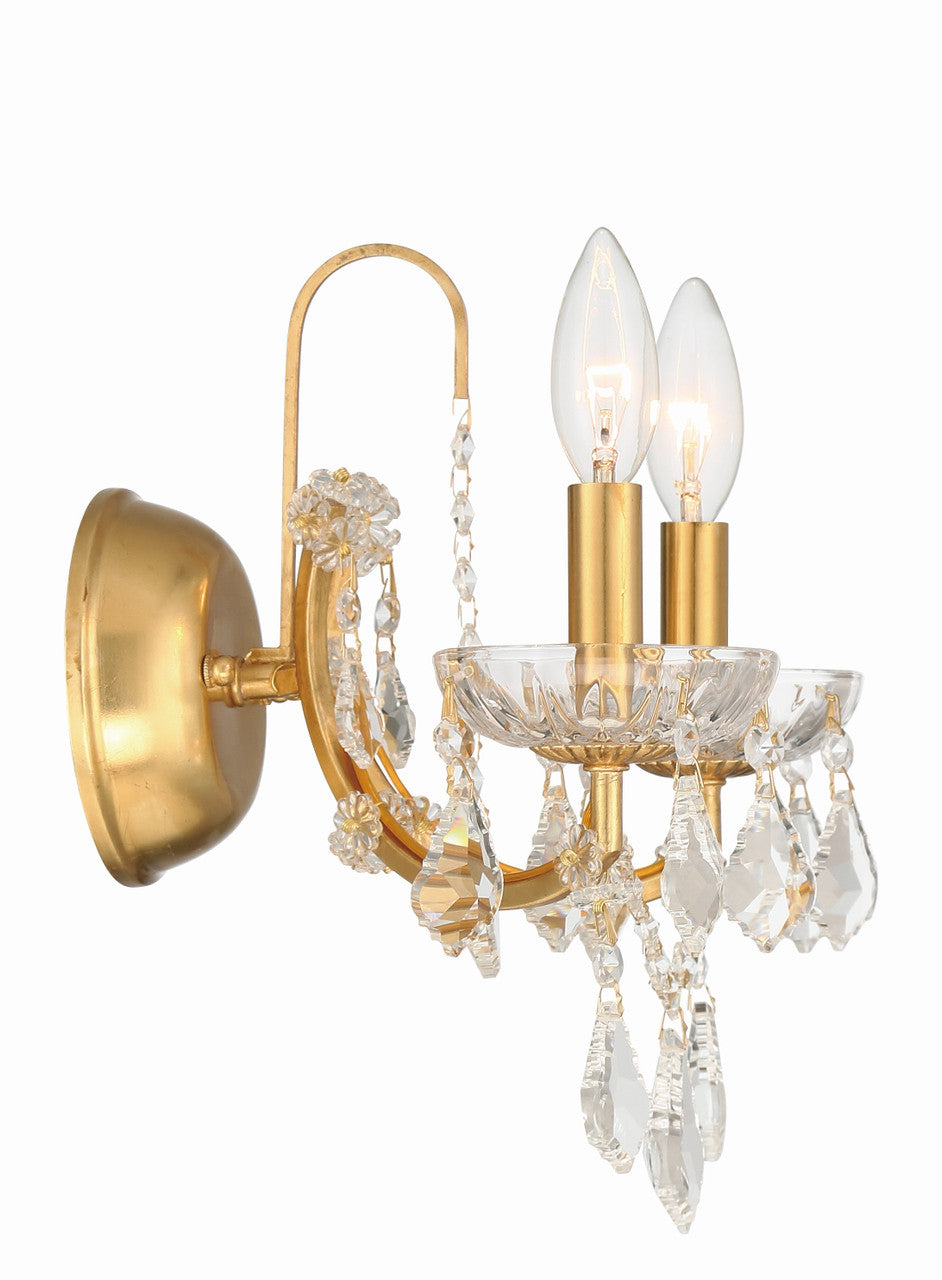 Crystorama Filmore 2 Light Hand Cut Crystal Antique Gold Wall Mount 4452-GA-CL-MWP