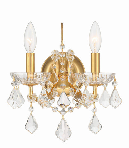 Crystorama Filmore 2 Light Spectra Crystal Antique Gold Wall Mount 4452-GA-CL-SAQ