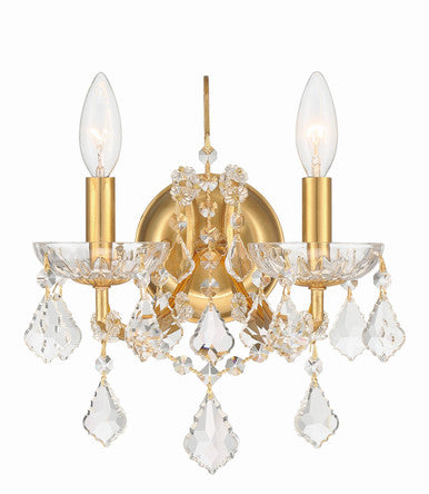 Crystorama Filmore 2 Light Spectra Crystal Antique Gold Wall Mount 4452-GA-CL-SAQ